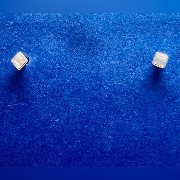 Diamond Shaped Swarovski Crystal Drop Earrings, Two-Way Style, Silver and Clear - Picture 4 of 10